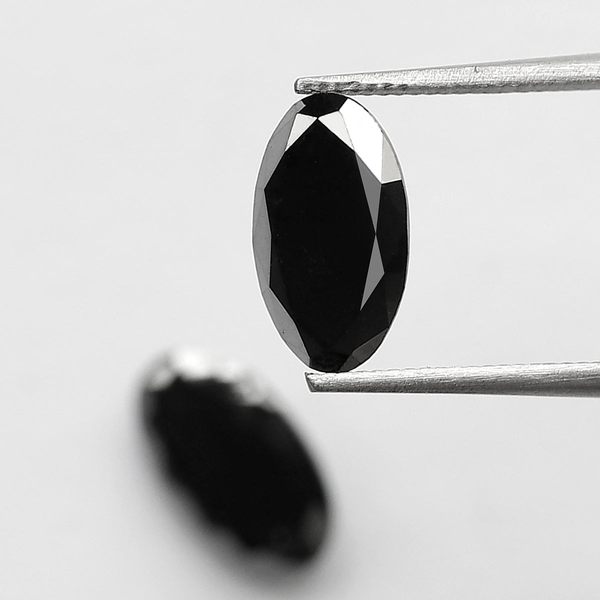 Oval Black Diamond Pair, 3.13 Carat Heated Jet Black rose Cut, 10.30mm Earth-Mined