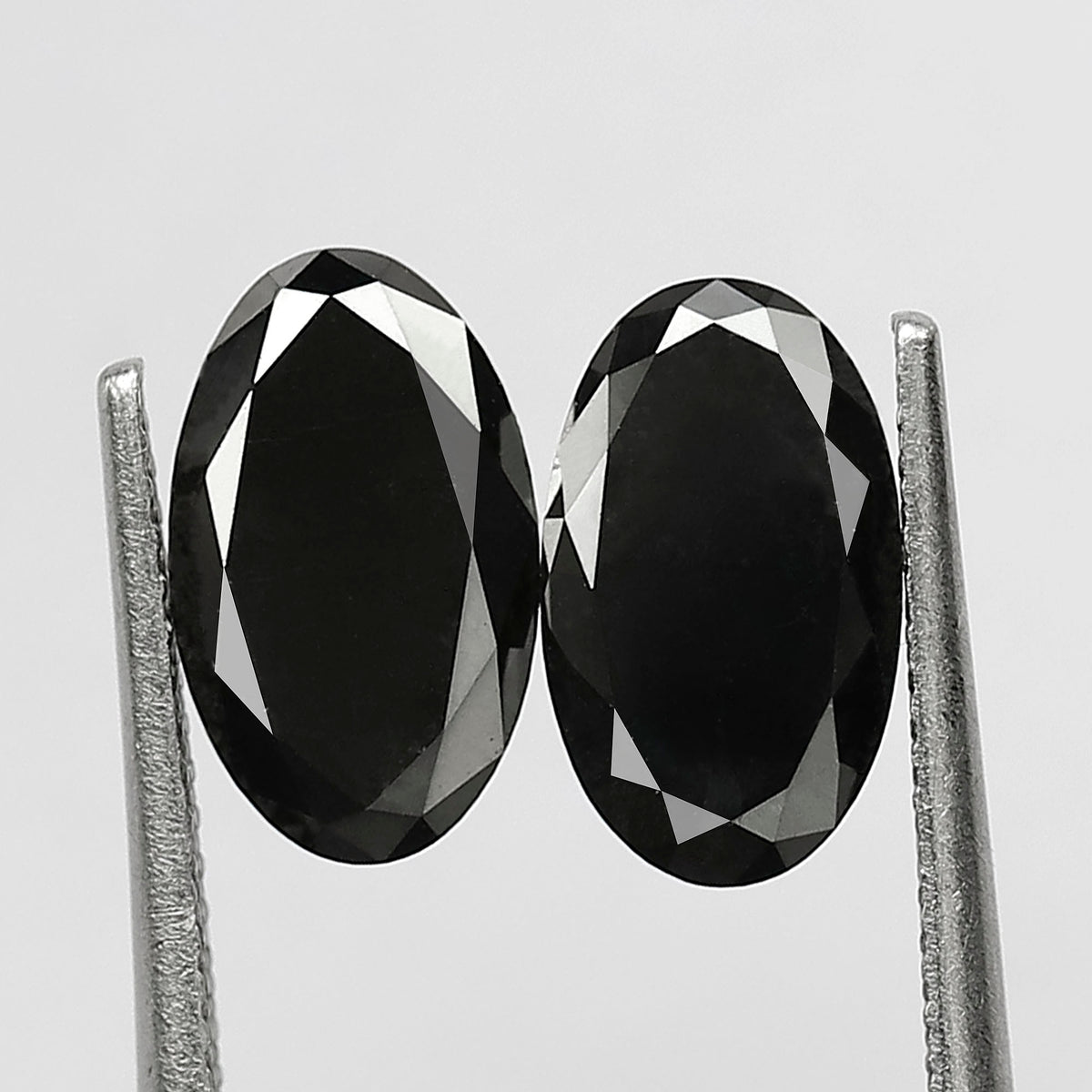 Oval Black Diamond Pair, 3.13 Carat Heated Jet Black rose Cut, 10.30mm Earth-Mined