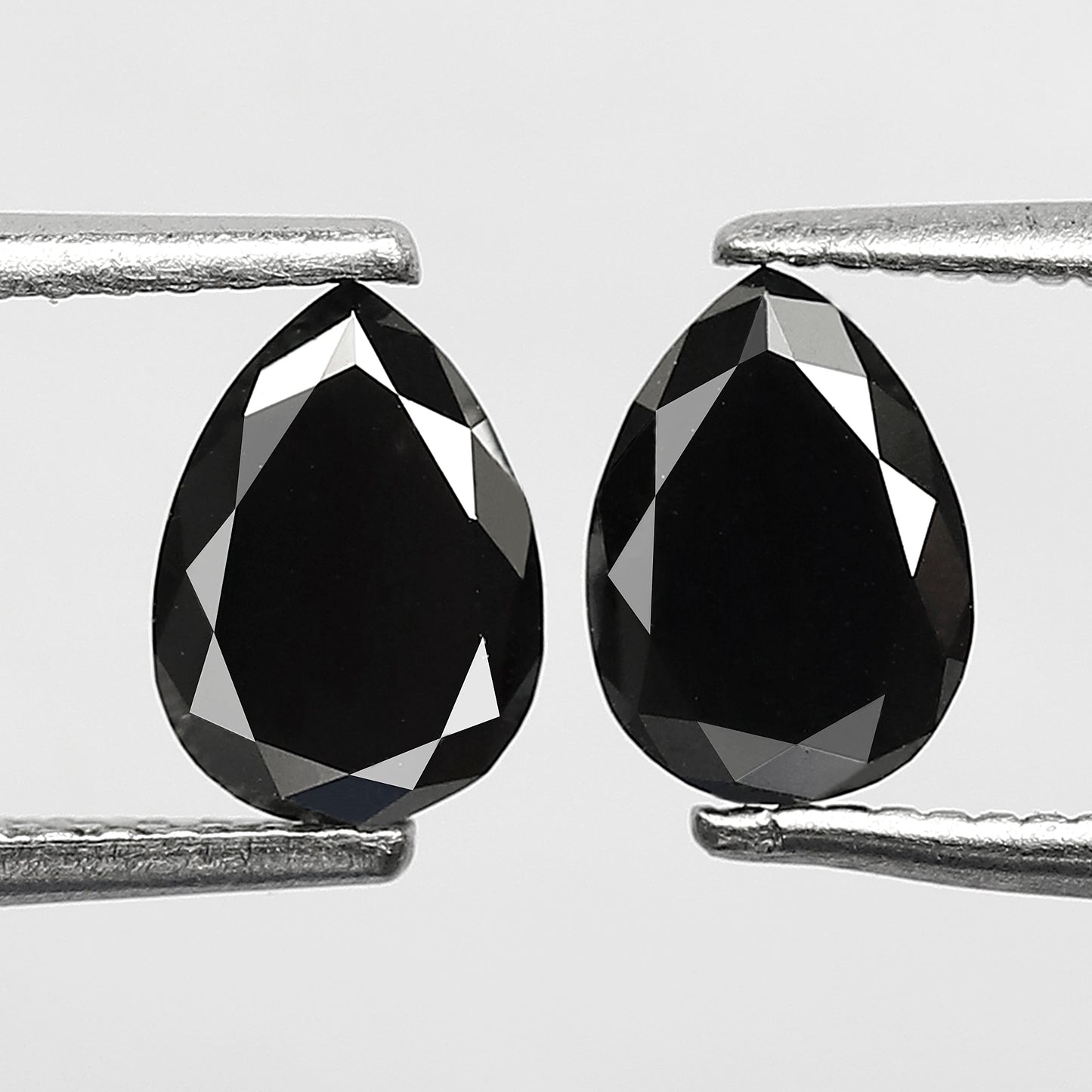 0.99 CT Pear Shape Black Diamond Pair | Earth Mined Natural Treated Loose Diamonds for Earrings Making