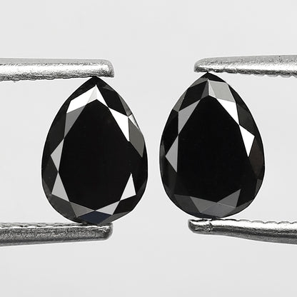 0.99 CT Pear Shape Black Diamond Pair | Earth Mined Natural Treated Loose Diamonds for Earrings Making