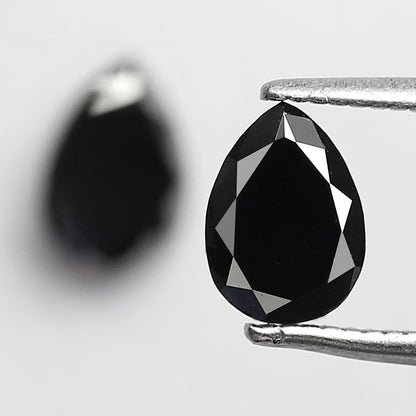 0.99 CT Pear Shape Black Diamond Pair | Earth Mined Natural Treated Loose Diamonds for Earrings Making