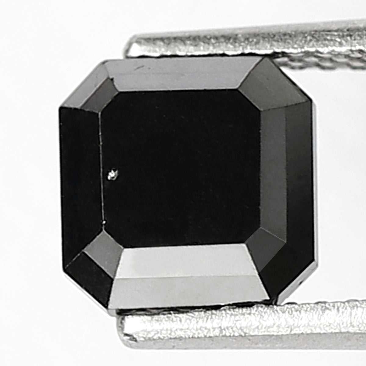 1.98 Carat Asscher Cut Black Diamond, Heated Jet Black, 6.70mm