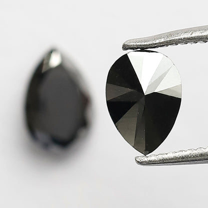 0.99 CT Pear Shape Black Diamond Pair | Earth Mined Natural Treated Loose Diamonds for Earrings Making