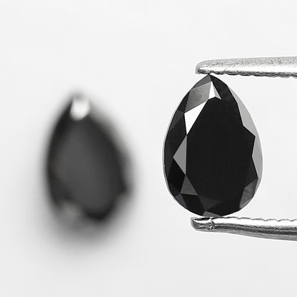 0.99 CT Pear Shape Black Diamond Pair | Earth Mined Natural Treated Loose Diamonds for Earrings Making