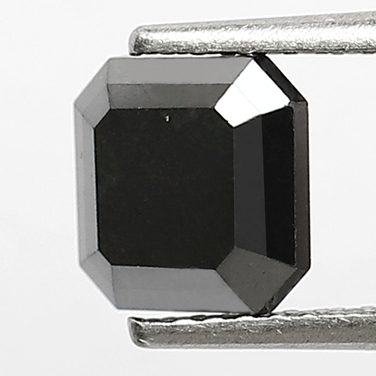 1.98 Carat Asscher Cut Black Diamond, Heated Jet Black, 6.70mm