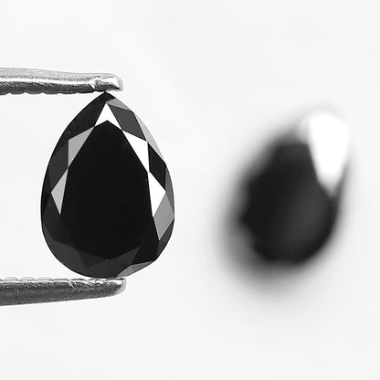 0.99 CT Pear Shape Black Diamond Pair | Earth Mined Natural Treated Loose Diamonds for Earrings Making