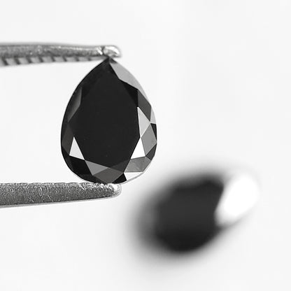 0.99 CT Pear Shape Black Diamond Pair | Earth Mined Natural Treated Loose Diamonds for Earrings Making