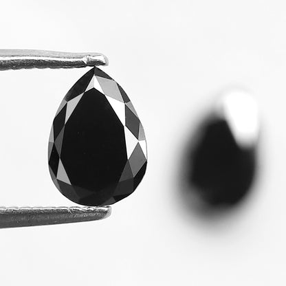 0.99 CT Pear Shape Black Diamond Pair | Earth Mined Natural Treated Loose Diamonds for Earrings Making