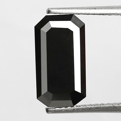 3.21 Carat Black Diamond, 12.10mm Emerald Cut, Heated Jet Black