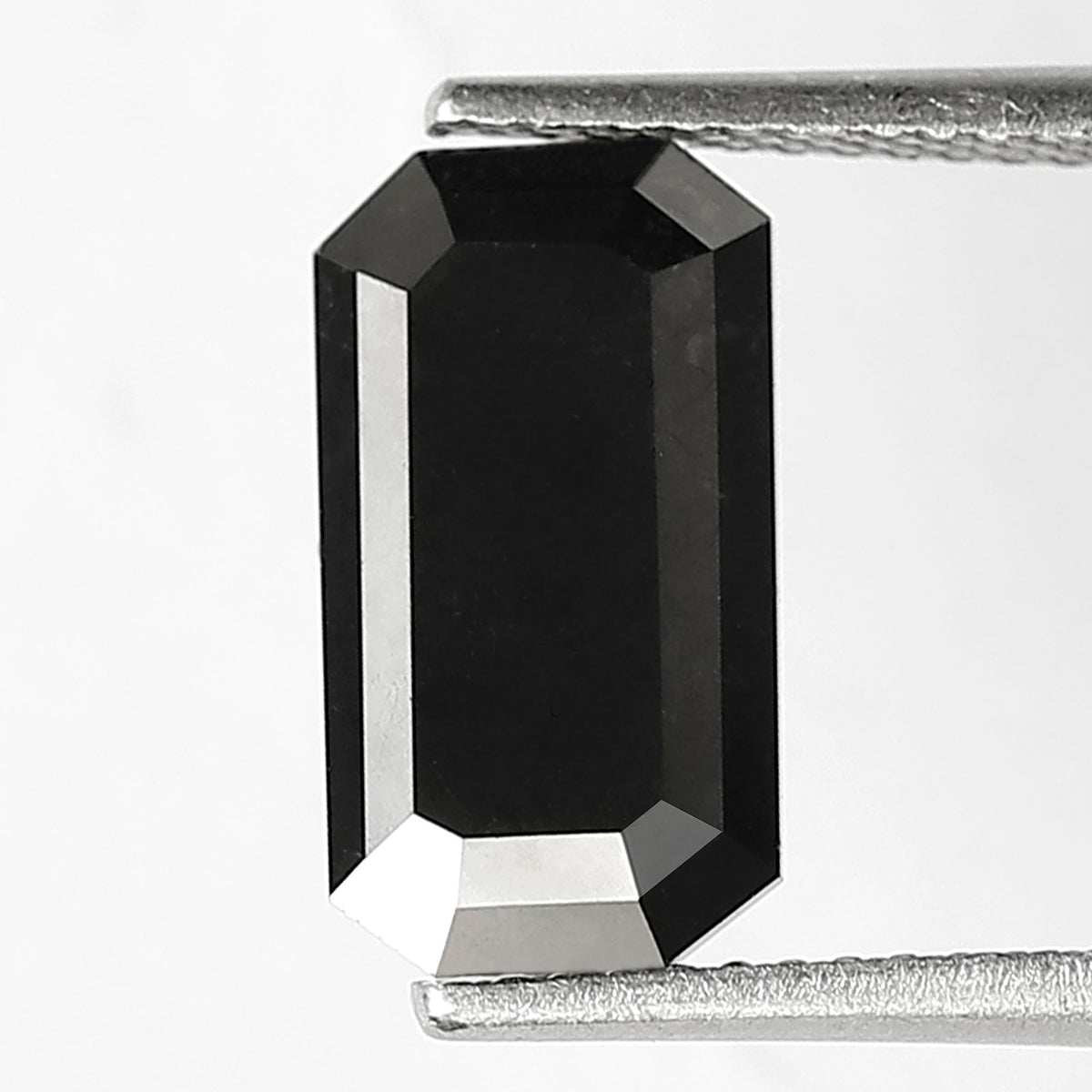 3.21 Carat Black Diamond, 12.10mm Emerald Cut, Heated Jet Black