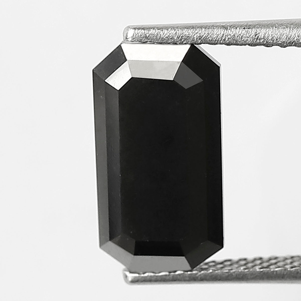 3.21 Carat Black Diamond, 12.10mm Emerald Cut, Heated Jet Black