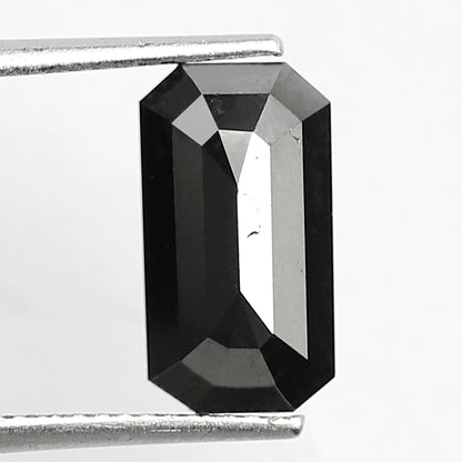 3.21 Carat Black Diamond, 12.10mm Emerald Cut, Heated Jet Black
