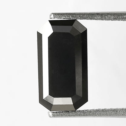 3.21 Carat Black Diamond, 12.10mm Emerald Cut, Heated Jet Black