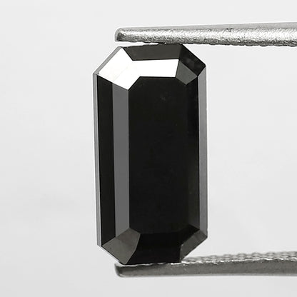 3.21 Carat Black Diamond, 12.10mm Emerald Cut, Heated Jet Black