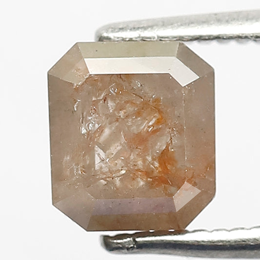 Emerald Shape 1.36 Ct Natural Grayish Red Rustic Diamond | 6.30 MM Conflict Free Loose Diamond for Ring