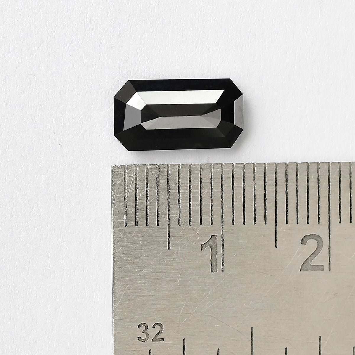 3.21 Carat Black Diamond, 12.10mm Emerald Cut, Heated Jet Black