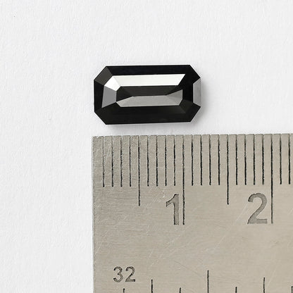 3.21 Carat Black Diamond, 12.10mm Emerald Cut, Heated Jet Black