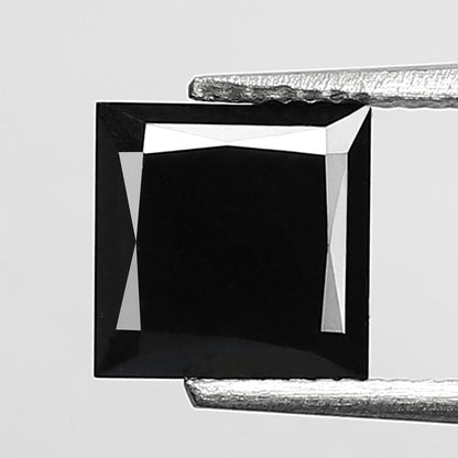 1.45 Carat Princess Cut Black Diamond, Heated Jet Black, 6.50mm
