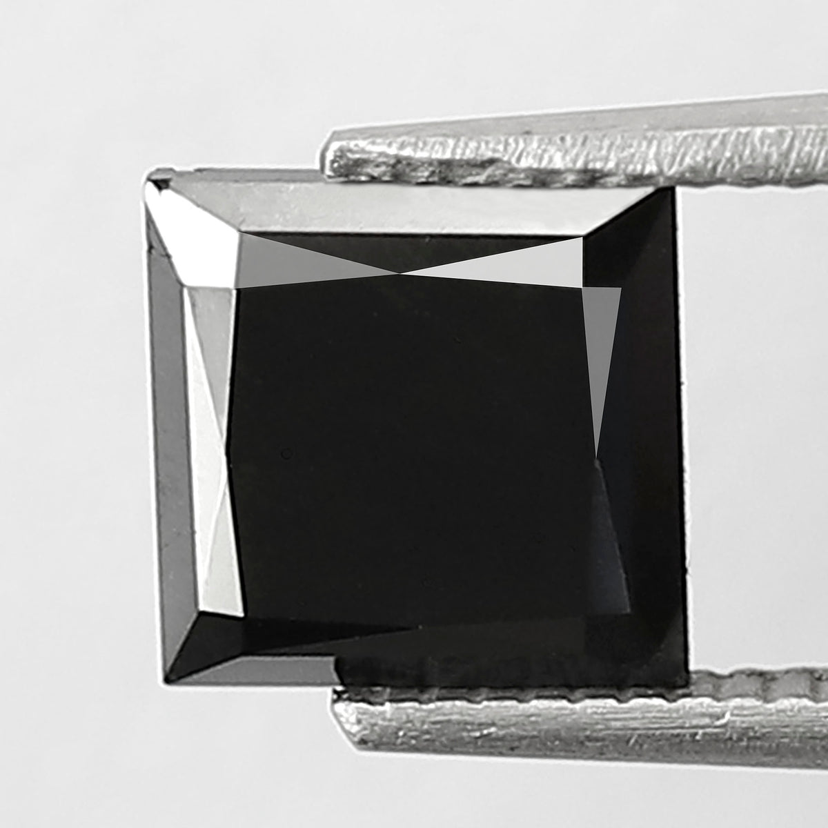 1.45 Carat Princess Cut Black Diamond, Heated Jet Black, 6.50mm