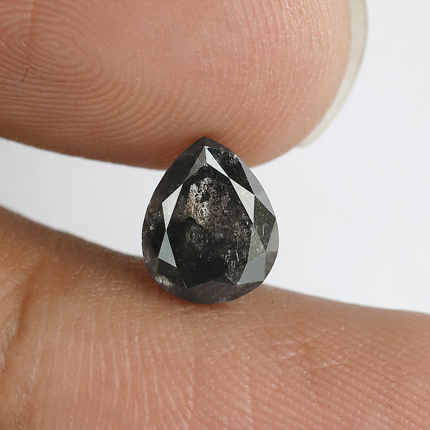 1.57 CT 8 MM Pear Shape Grey Black Color Diamond Loose Natural Diamond for engagement ring
