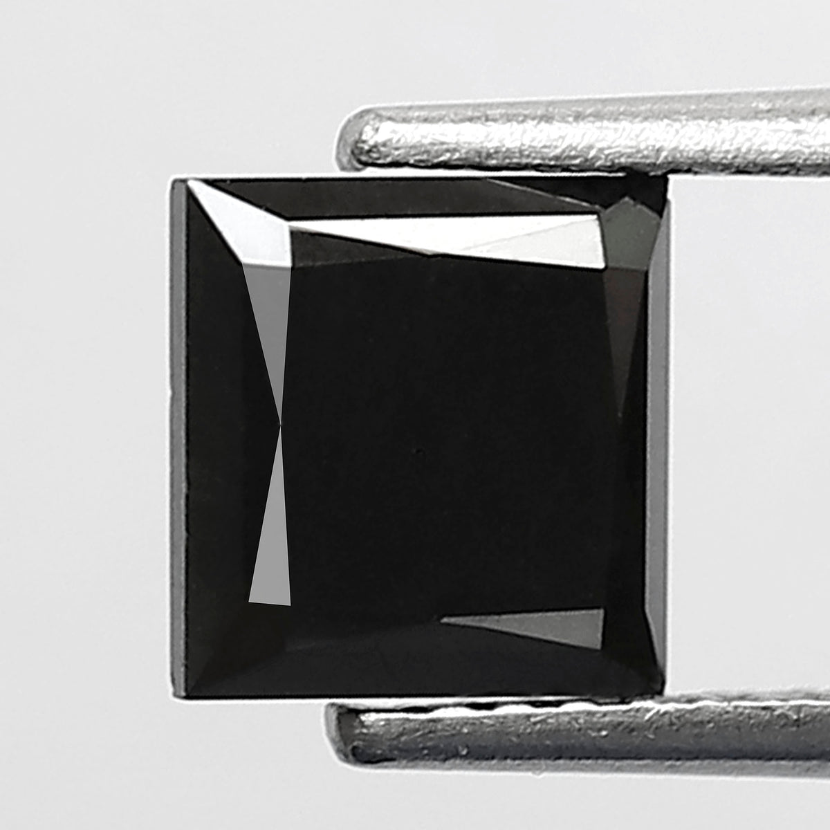 1.45 Carat Princess Cut Black Diamond, Heated Jet Black, 6.50mm