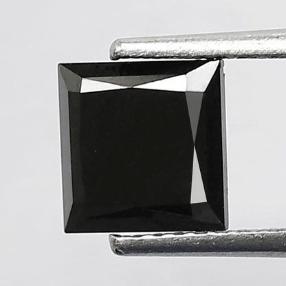 1.45 Carat Princess Cut Black Diamond, Heated Jet Black, 6.50mm