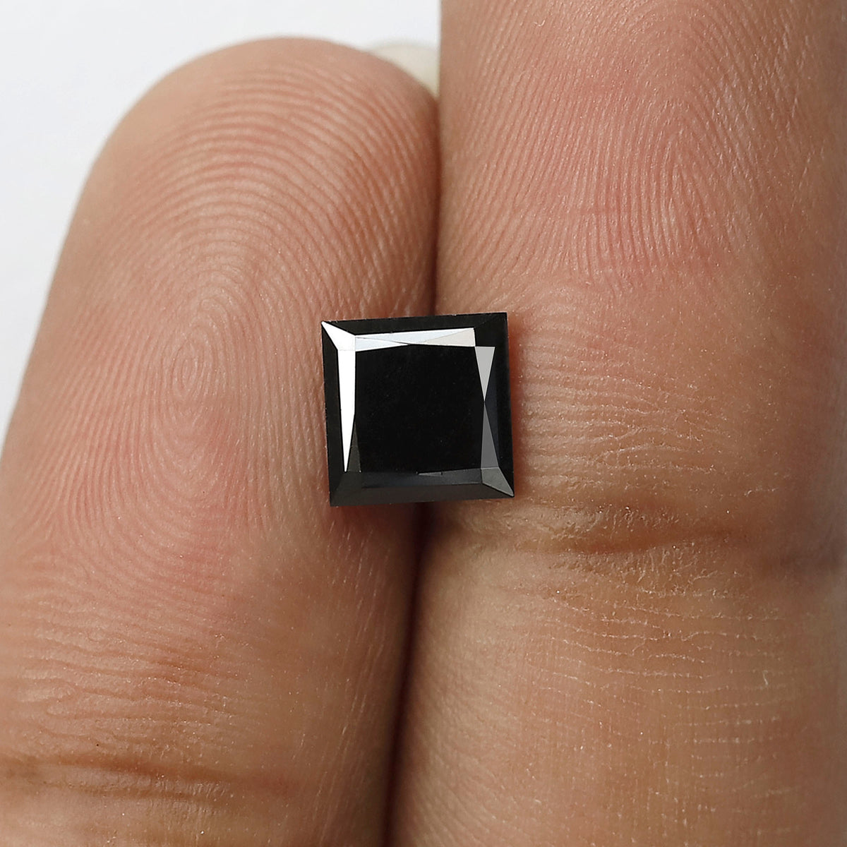 1.45 Carat Princess Cut Black Diamond, Heated Jet Black, 6.50mm