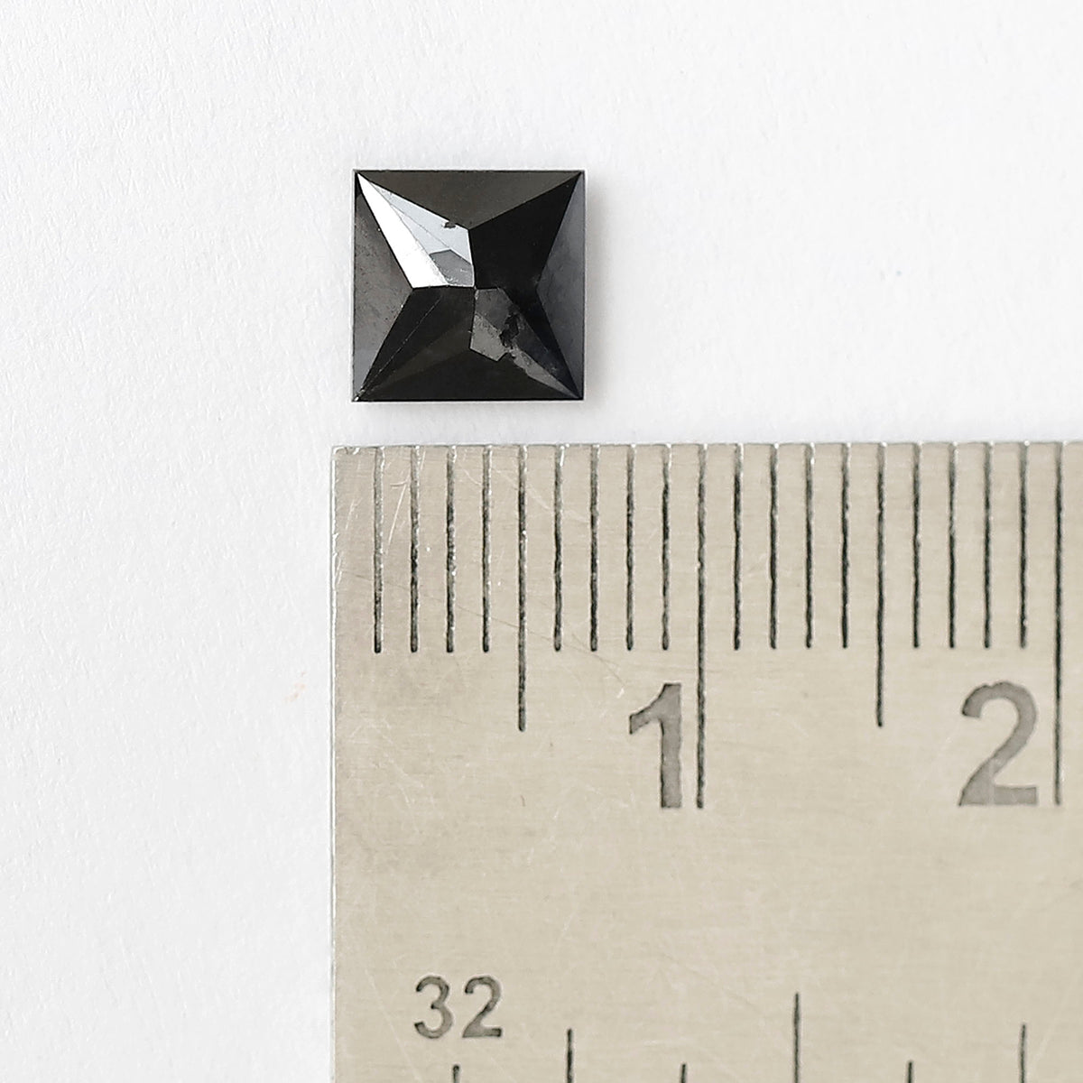 1.45 Carat Princess Cut Black Diamond, Heated Jet Black, 6.50mm