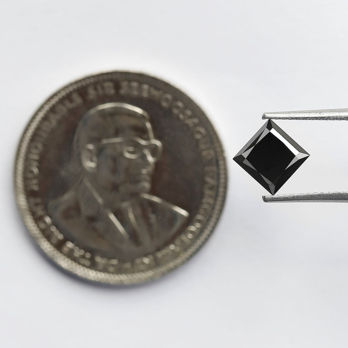 1.45 Carat Princess Cut Black Diamond, Heated Jet Black, 6.50mm