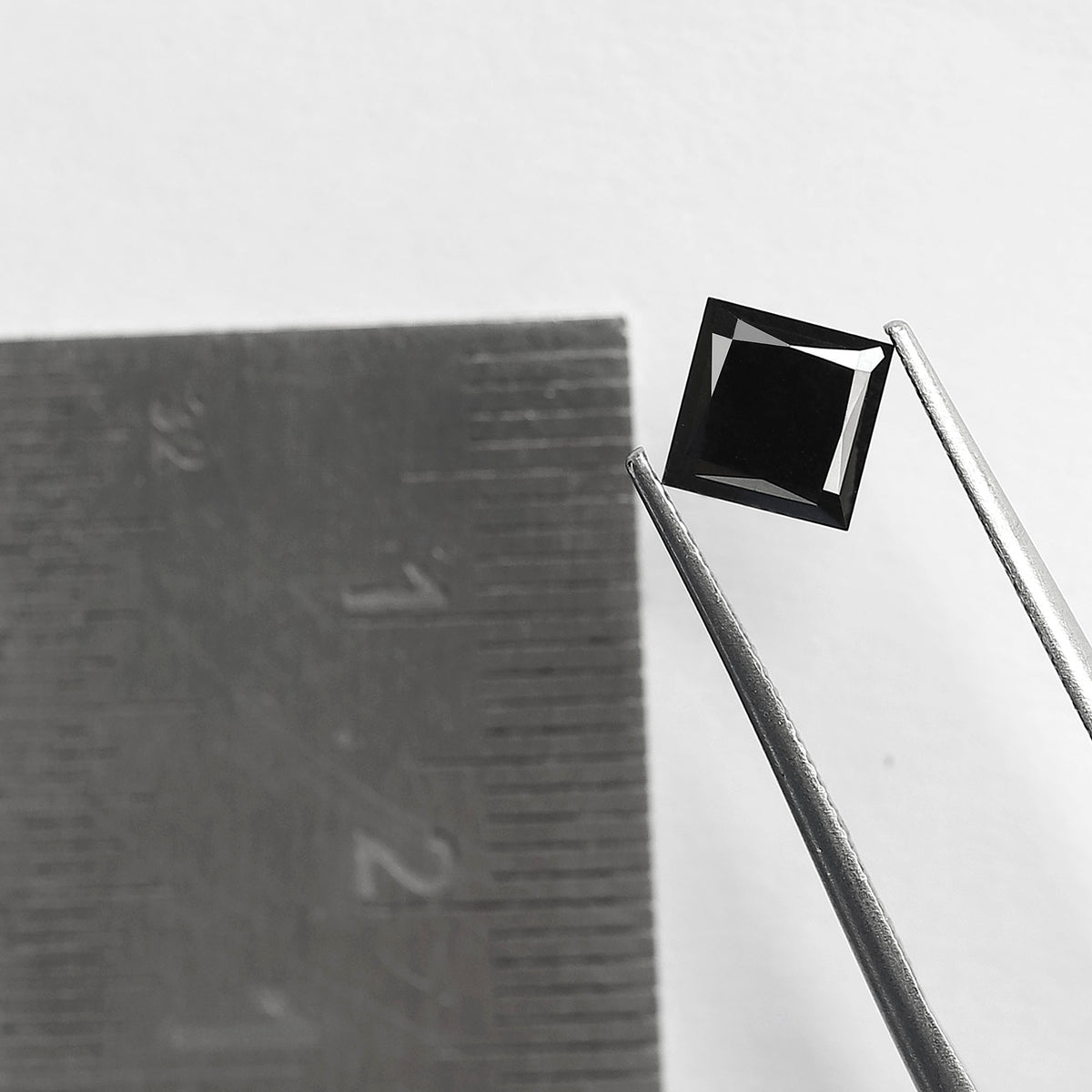 1.45 Carat Princess Cut Black Diamond, Heated Jet Black, 6.50mm