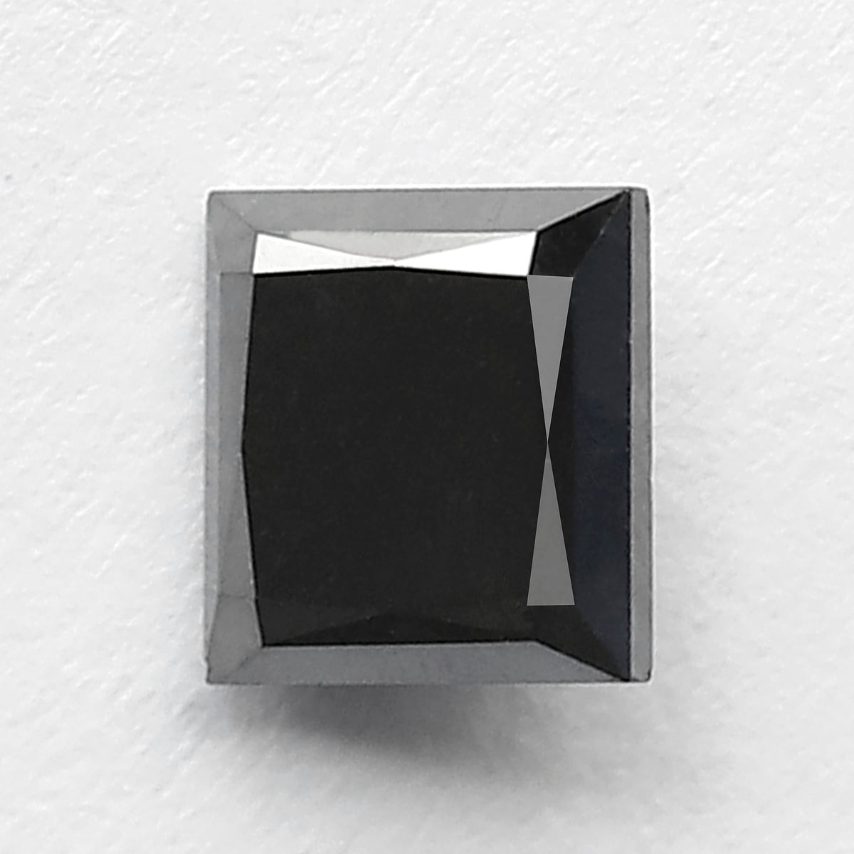 1.45 Carat Princess Cut Black Diamond, Heated Jet Black, 6.50mm