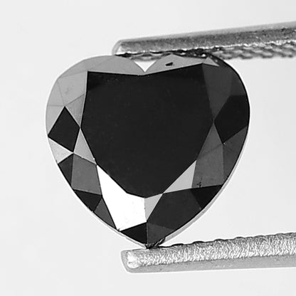 2.08 Carat Heart Cut Black Diamond, Full Faceted, Heated Jet Black