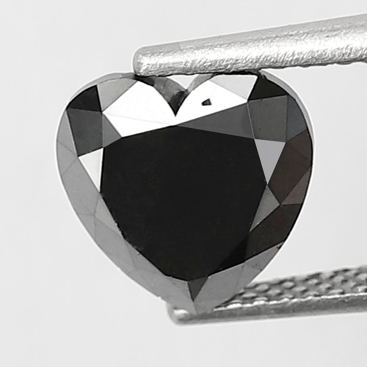 2.08 Carat Heart Cut Black Diamond, Full Faceted, Heated Jet Black