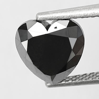 2.08 Carat Heart Cut Black Diamond, Full Faceted, Heated Jet Black