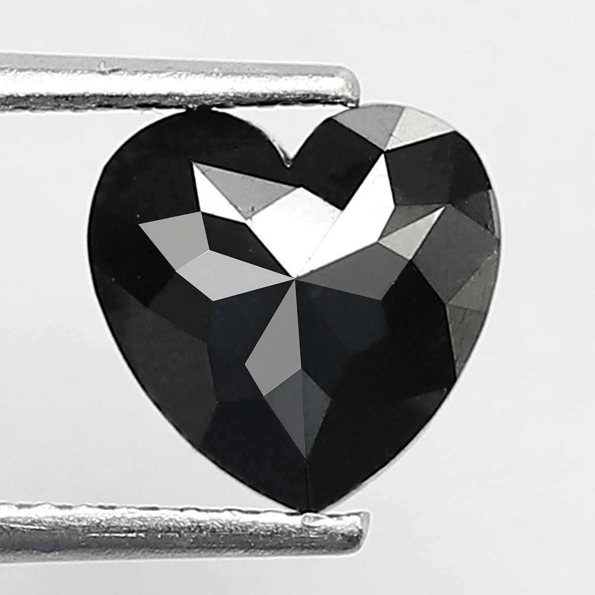 2.08 Carat Heart Cut Black Diamond, Full Faceted, Heated Jet Black