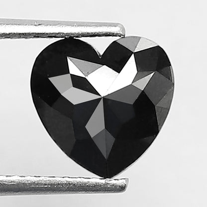 2.08 Carat Heart Cut Black Diamond, Full Faceted, Heated Jet Black