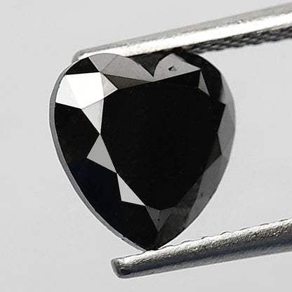 2.08 Carat Heart Cut Black Diamond, Full Faceted, Heated Jet Black