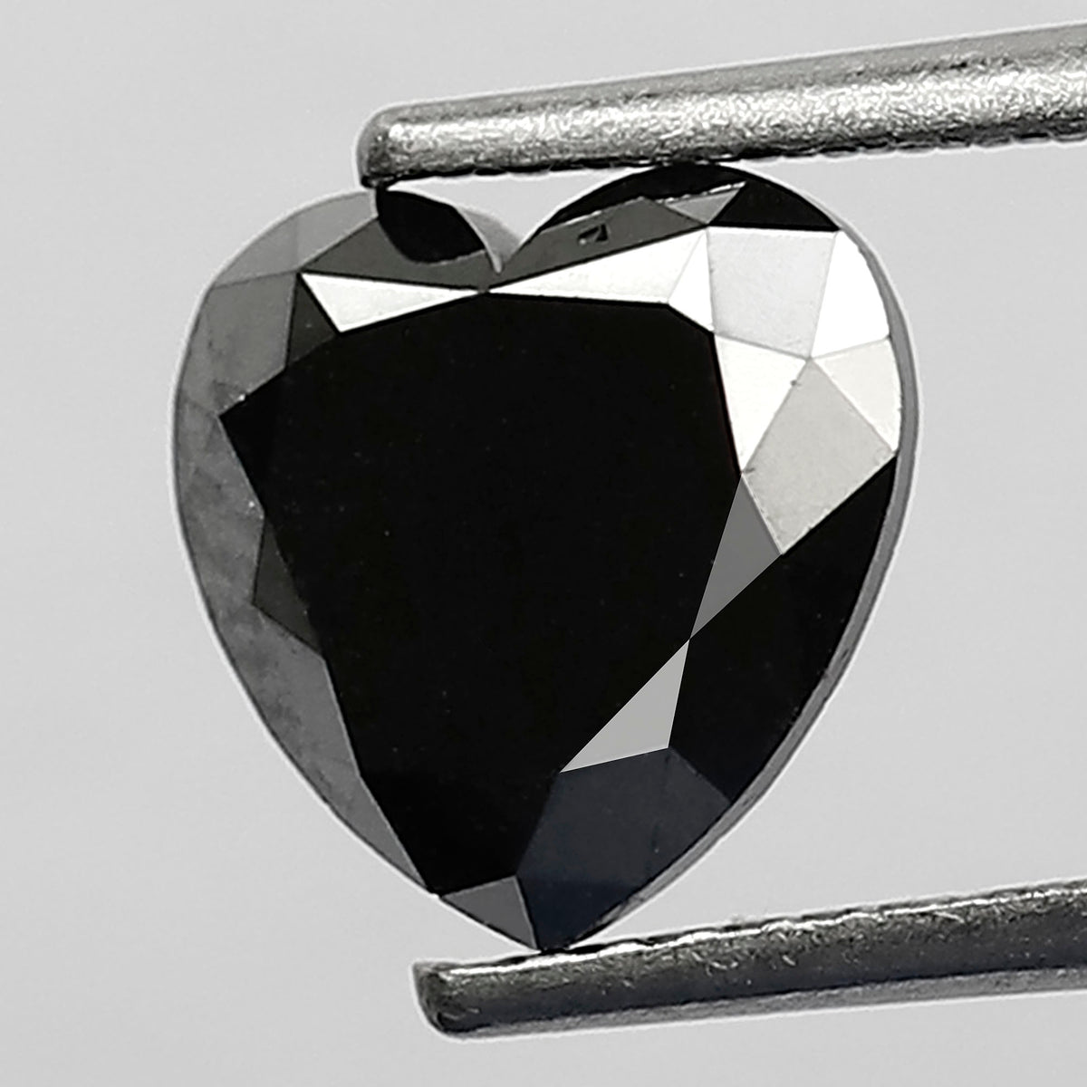 2.08 Carat Heart Cut Black Diamond, Full Faceted, Heated Jet Black