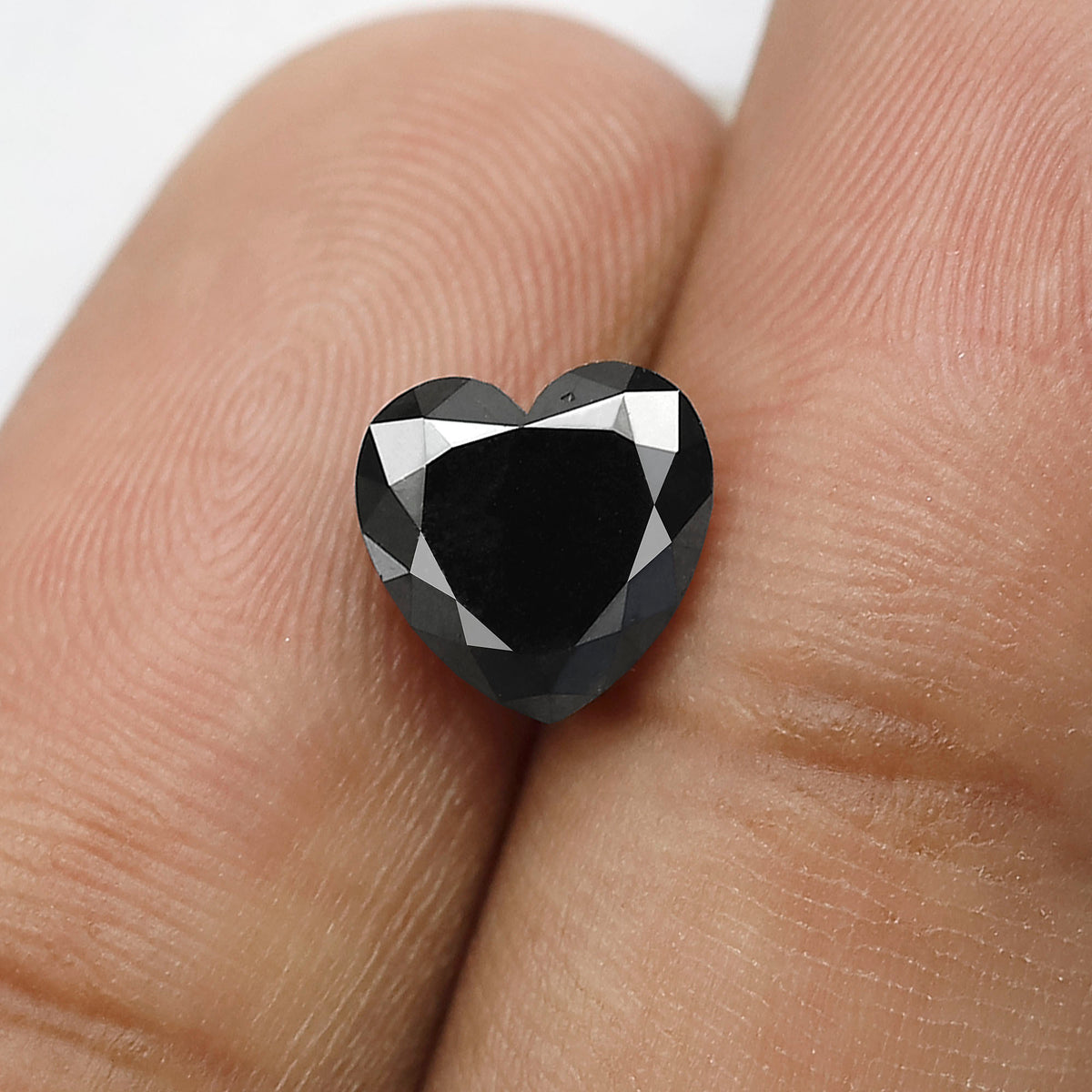 2.08 Carat Heart Cut Black Diamond, Full Faceted, Heated Jet Black