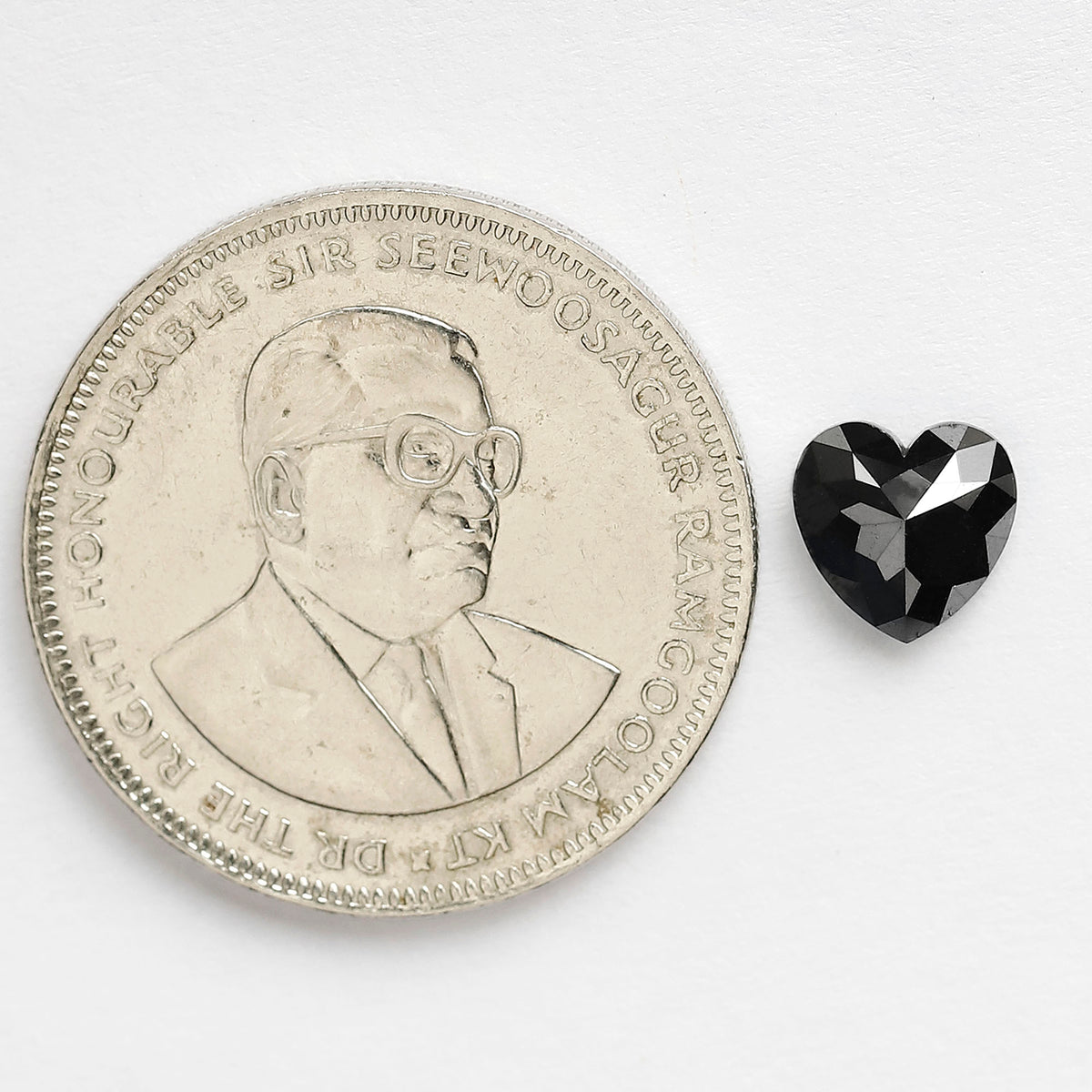 2.08 Carat Heart Cut Black Diamond, Full Faceted, Heated Jet Black