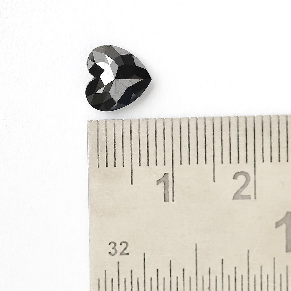 2.08 Carat Heart Cut Black Diamond, Full Faceted, Heated Jet Black