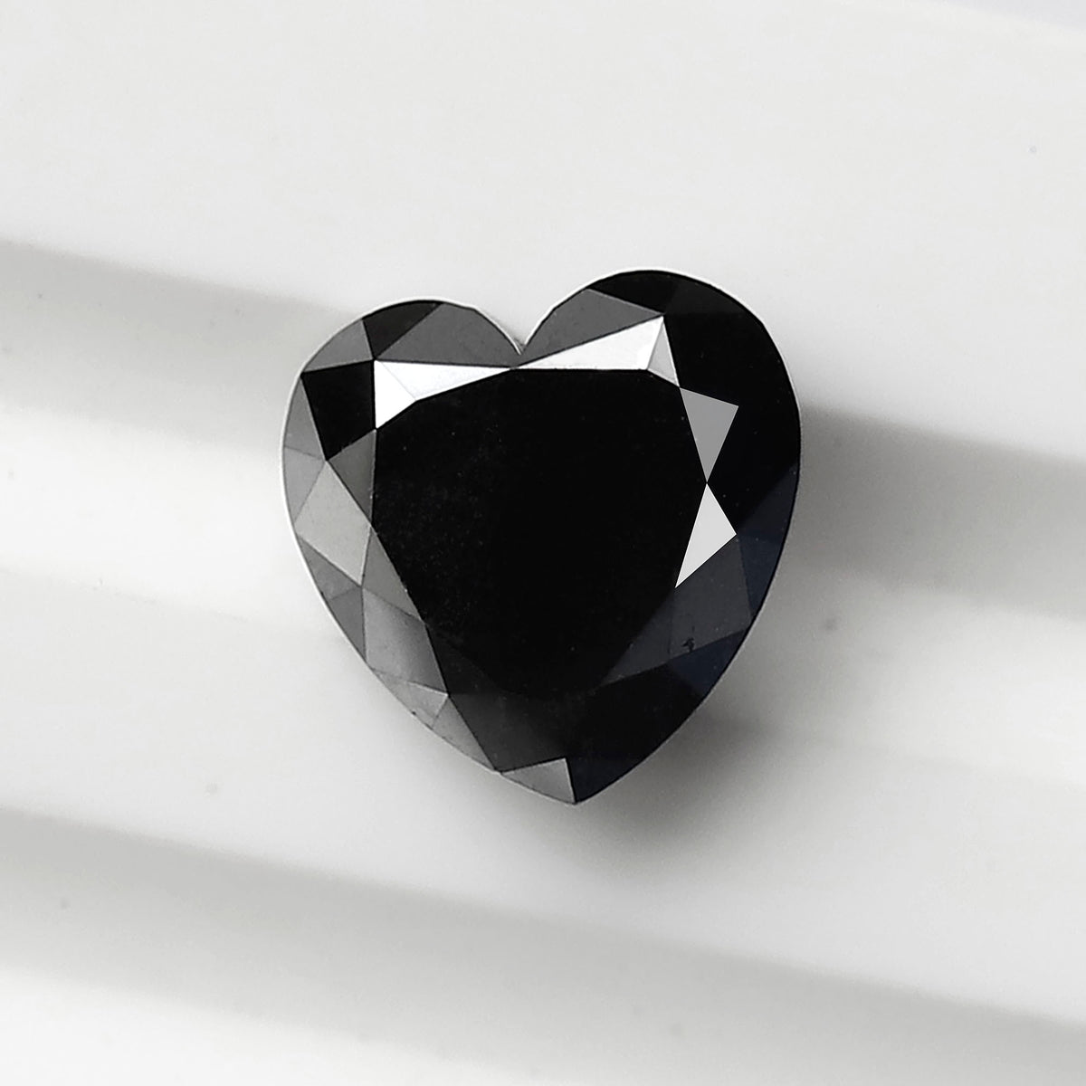 2.08 Carat Heart Cut Black Diamond, Full Faceted, Heated Jet Black