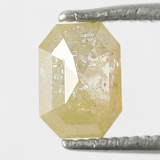 1.09 Ct Emerald Shape Yellowish Translucent Rustic Diamond | 6.80 mm Natural Loose Diamond