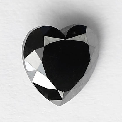 2.08 Carat Heart Cut Black Diamond, Full Faceted, Heated Jet Black