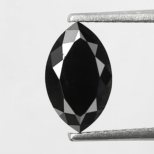 1.82 Carat Marquise Black Diamond, Heated Jet Black, 10mm Earth-Mined