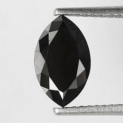 1.82 Carat Marquise Black Diamond, Heated Jet Black, 10mm Earth-Mined