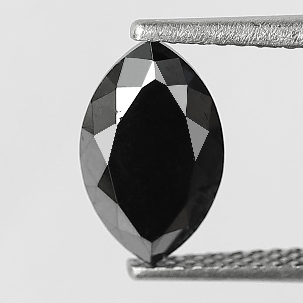1.82 Carat Marquise Black Diamond, Heated Jet Black, 10mm Earth-Mined