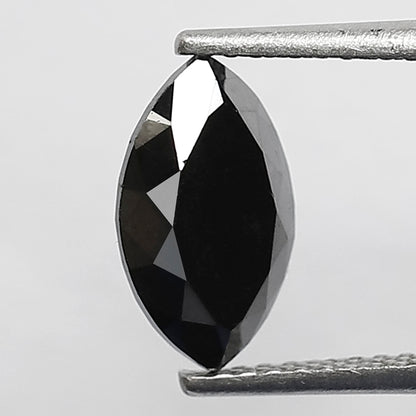 1.82 Carat Marquise Black Diamond, Heated Jet Black, 10mm Earth-Mined