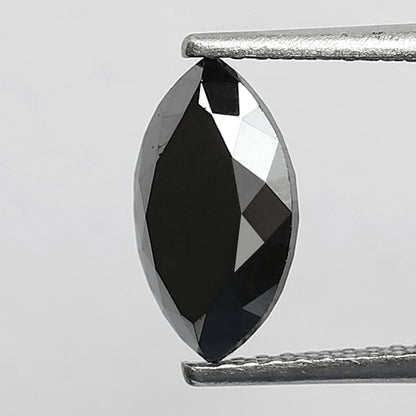 1.82 Carat Marquise Black Diamond, Heated Jet Black, 10mm Earth-Mined