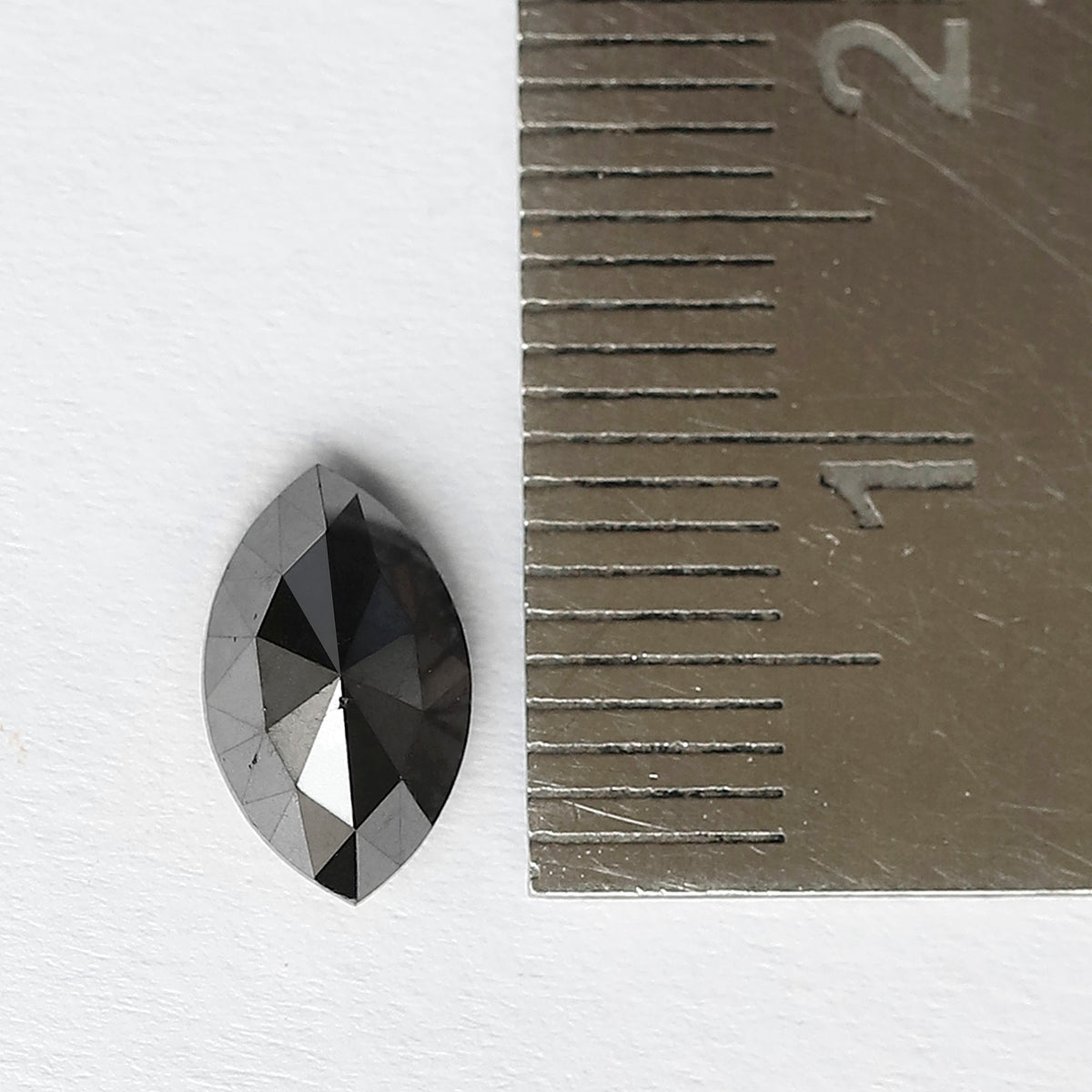 1.82 Carat Marquise Black Diamond, Heated Jet Black, 10mm Earth-Mined